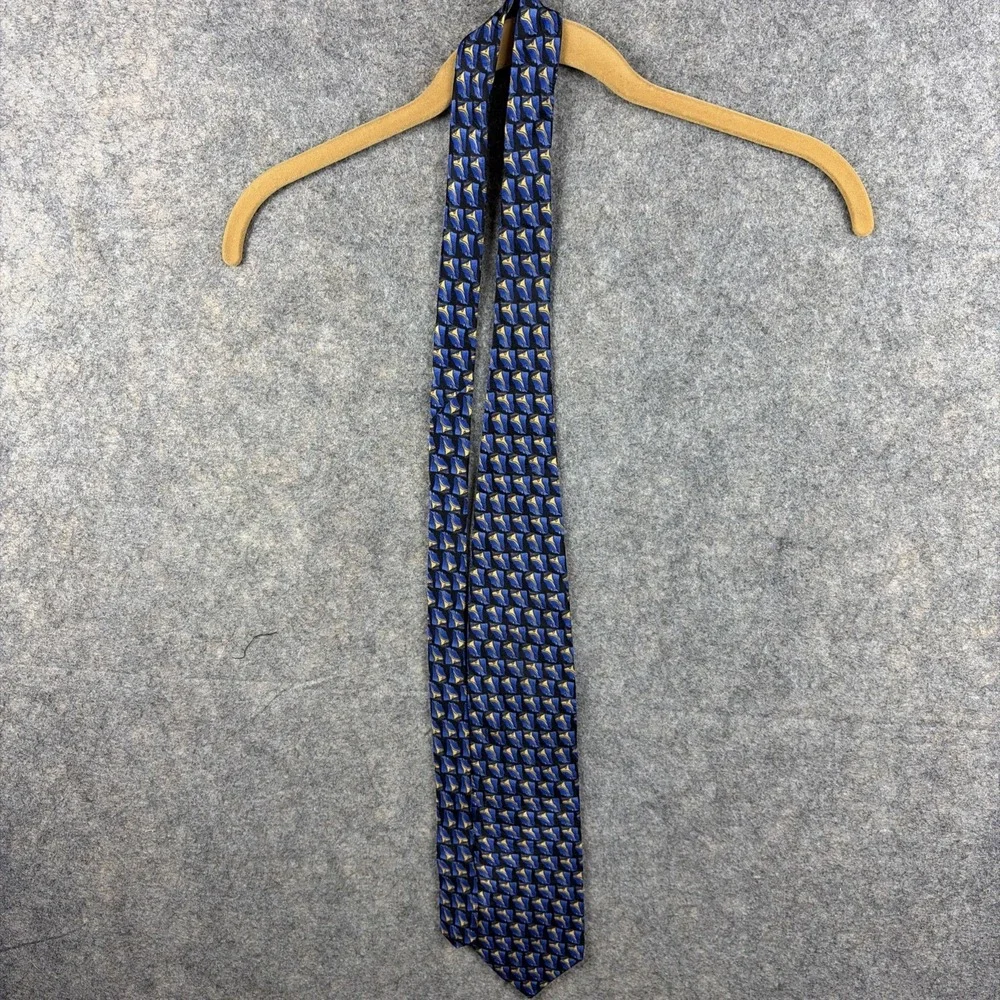 J. Garcia Silk Tie Blue / Yellow Geometric Art Jerry Garcia Y2K